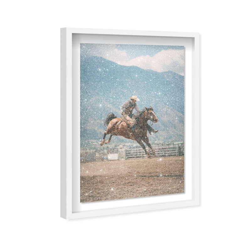 Bronc Rider Print by Oliver Gal, 37.5" H x 25.5" W, White Shadowbox