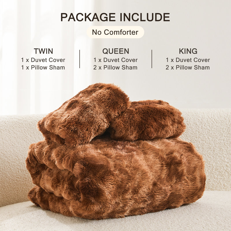 EMME Luxury Elegant Shaggy Bubble Bedding Sets，Faux Fur Duvet Cover  , 2/3 Pieces Soft Fluffy Comforter Cover, Cozy Warm for Winter