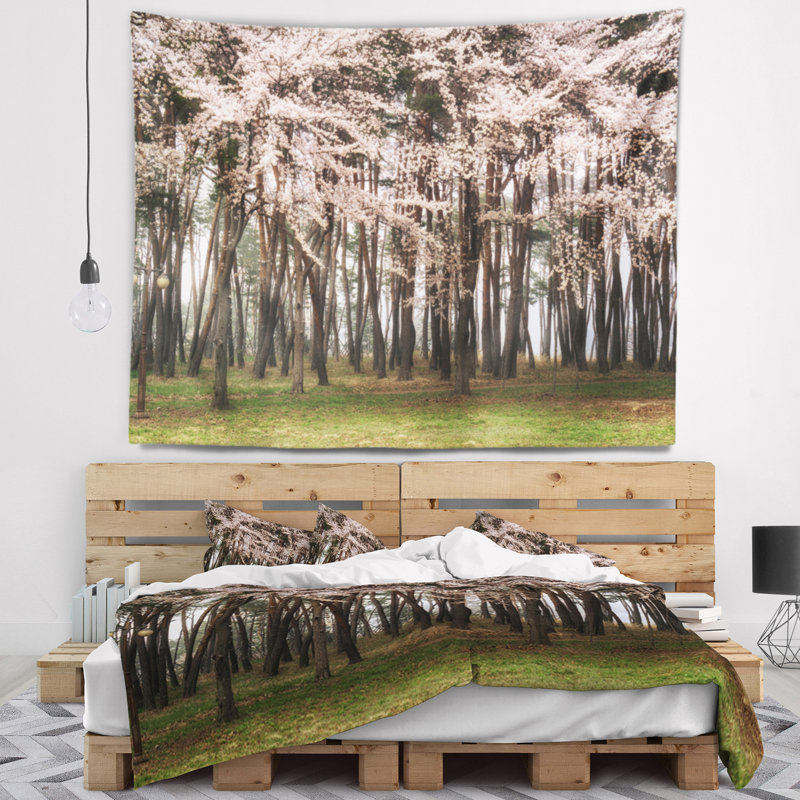 Tapisserie d’arbre en pin à fleurs en pin paysager, H 32 po x l 39 po