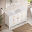 Meuble-lavabo de salle de bain de 48 pouces avec lavabo en résine, grand espace de rangement avec 4 portes à fermeture en douceur et 4 tiroirs.-1976359649