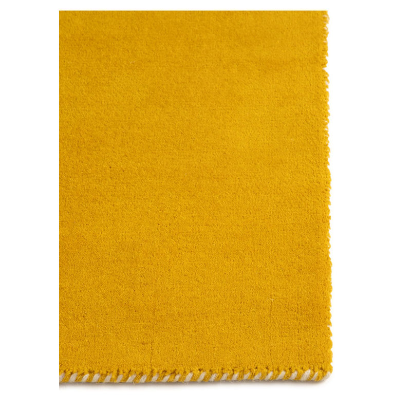Solid Colour Wool Hand Woven Area Rug, Rectangular 60 x 90cm, Yellow