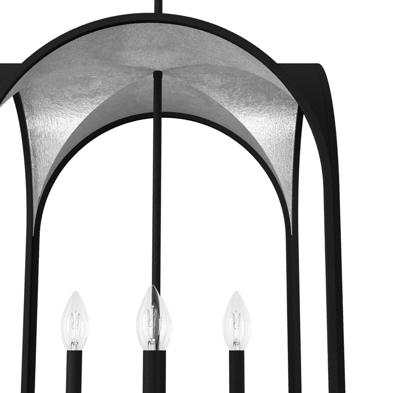 Dukestown 4 Light 18 inch Lantern Pendant, Natural Iron/Silver Leaf