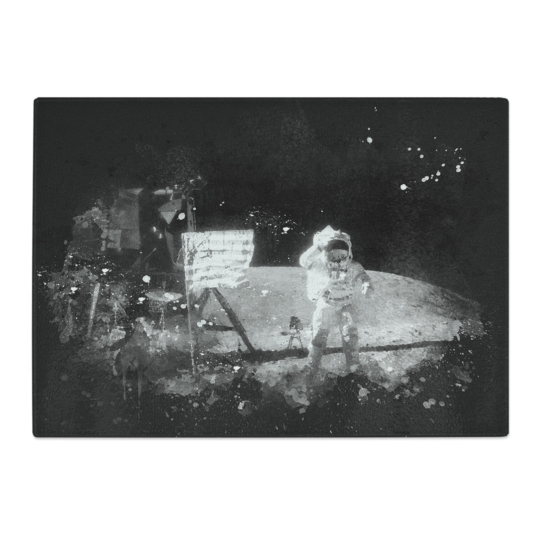 Tempered Glass Astronaut on the Moon Paint Splash Chopping Board
