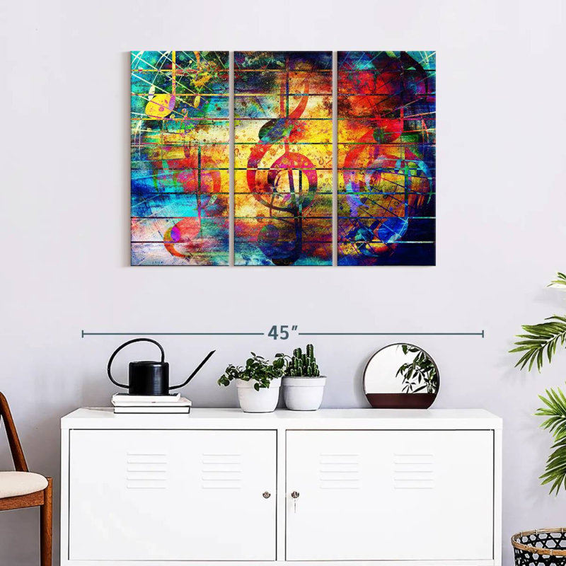 Ensemble de musique abstraite sur toile 3 pièces, H 24 po x l 38 po x P 1,25 po