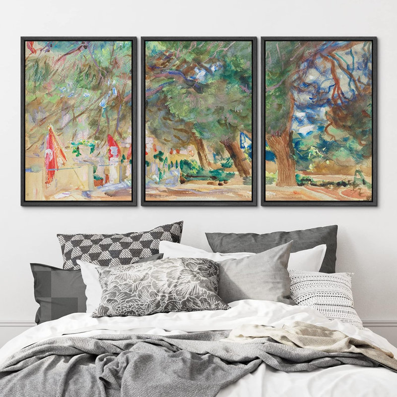 Rustique campagne aquarelle pastel vibrant 3 pièces, Noir, H 24 po x l 16 po x P 1,5 po