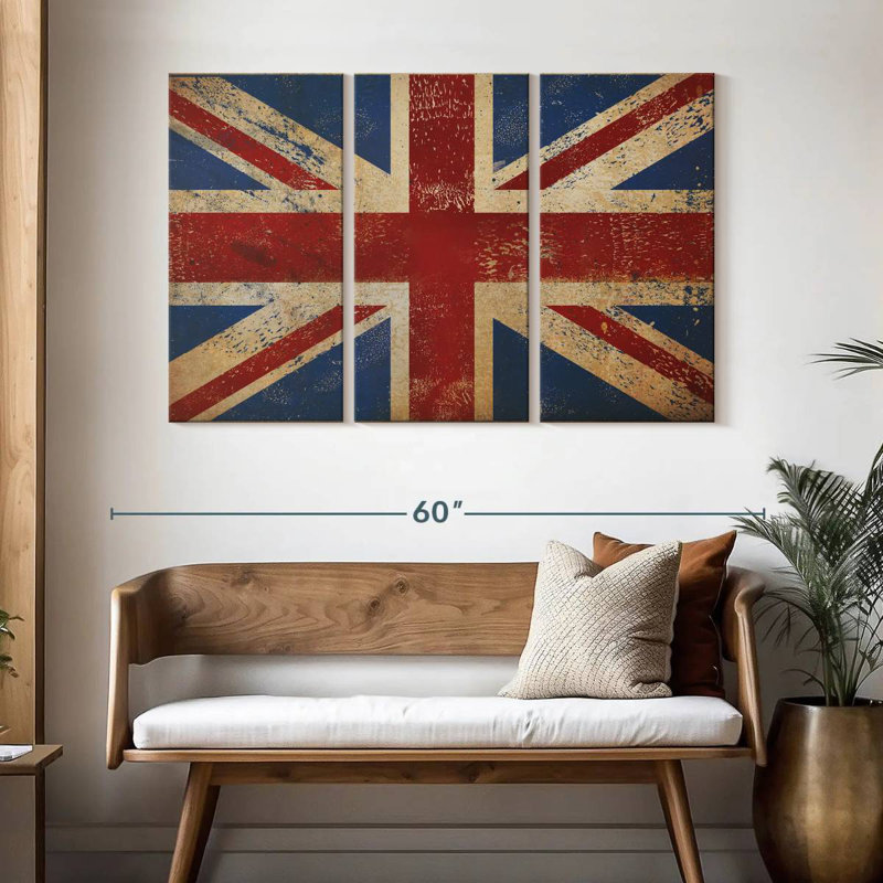 Borges Grunge Union Jack, 32" H x 50" W