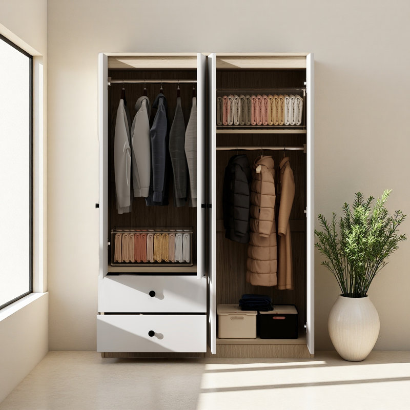 Garde-robe 4 portes avec tiroirs
