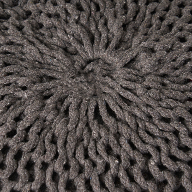 Pouf rond tricoté pour animaux de compagnie, gris foncé - Qualité artisanale, 51 x 36 cm (20 x 14 pouces) - Tricot moderne et élégant