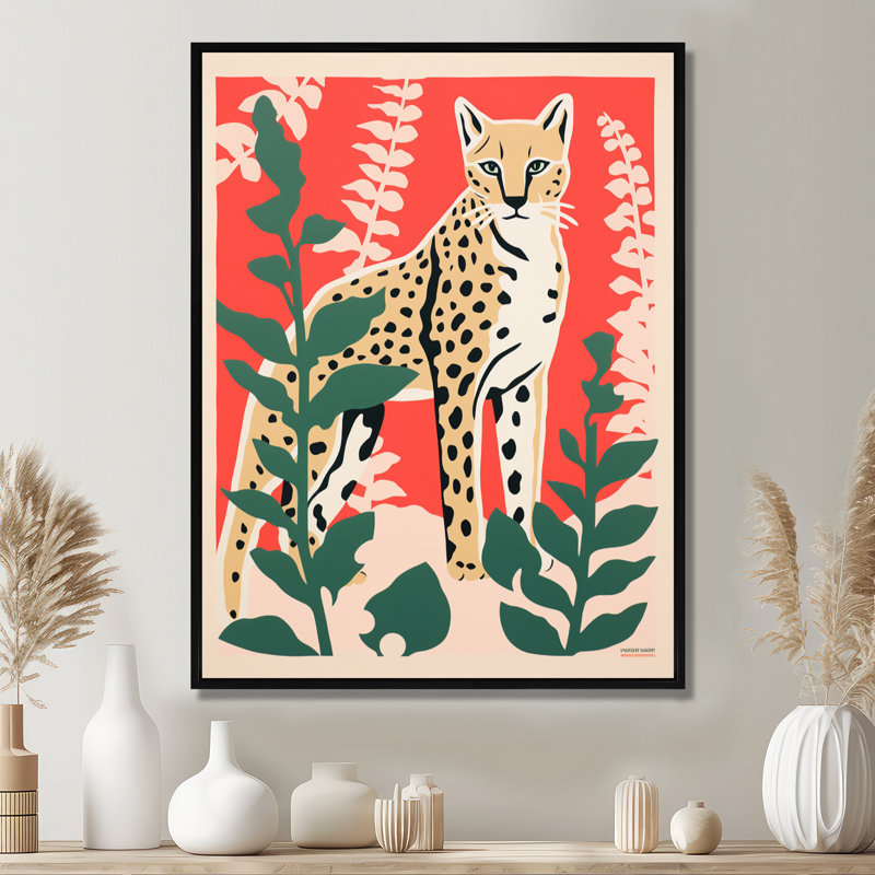 Tigre tapi dans la forêt, Illustration rétro - tigre, art mural, Toile avec cadre flottant noir, H 20 po x l 12 po x P 1 po