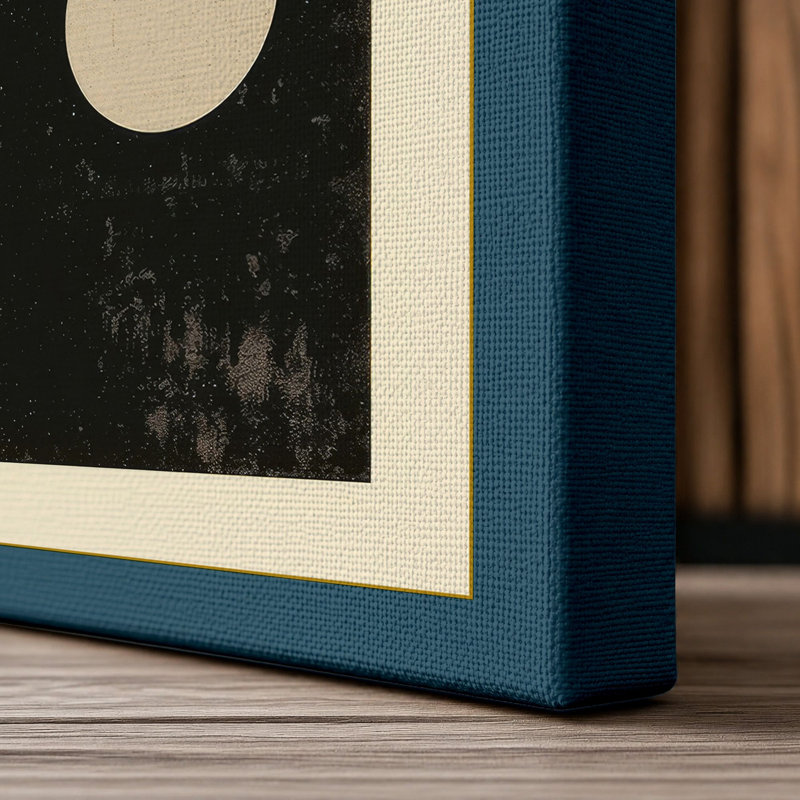 Quadrant Circles Mid-Century - Wrapped Canvas, 36x24 - 91.4 x 61.0 cm, Teal Border