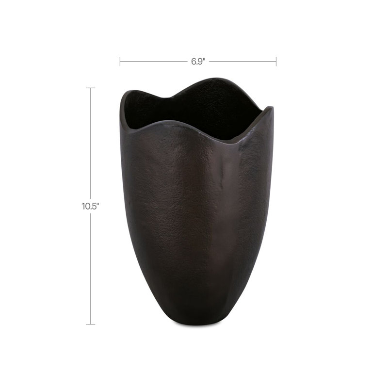 Athena Cast Aluminum Vase Antique Brass, Brown