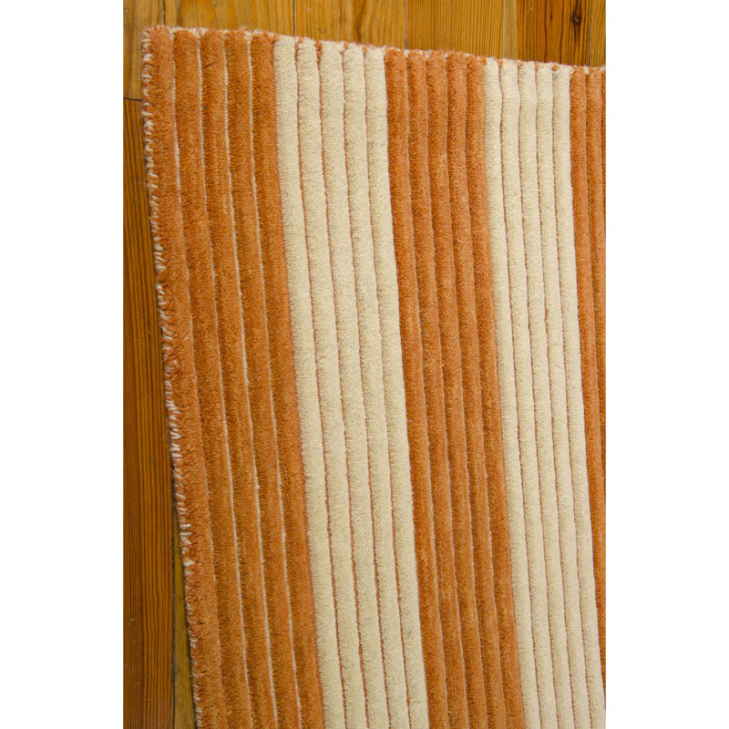 Ripple Wool Striped Area Rug in Pumpkin, Runner 2'3" x 8'