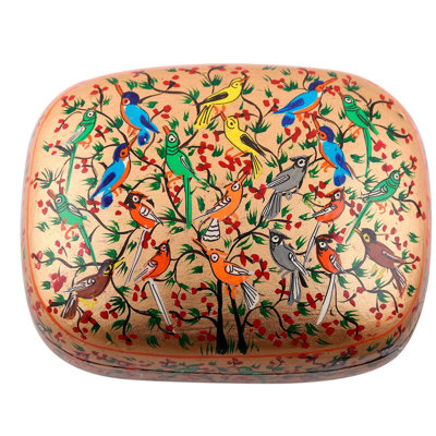 Boîte décorative oiseaux en harmonie papier mache Corbeil