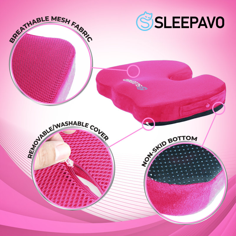 Coussin de siège en mousse viscoélastique Sleepavo, Rose