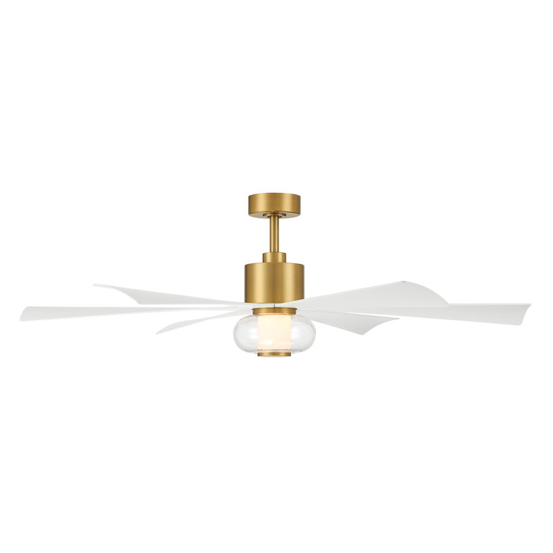 Ventilateur de plafond intelligent DEL 5CCT Veyra, Laiton, Alabaster White