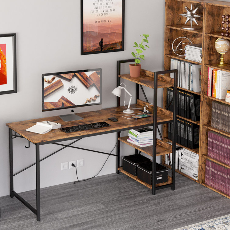 Sarahlouise Computer Desk with Power Outlet & Storage Shelves, PC Desk Workstation for Home Office 17 Stories Size: 47.64 H x 47.2 W x 23.6 D, Colo