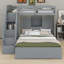Kids Bunk Bed with Storage Stairs, Wardrobe, USB and LED Light for Bedroom-1303270159