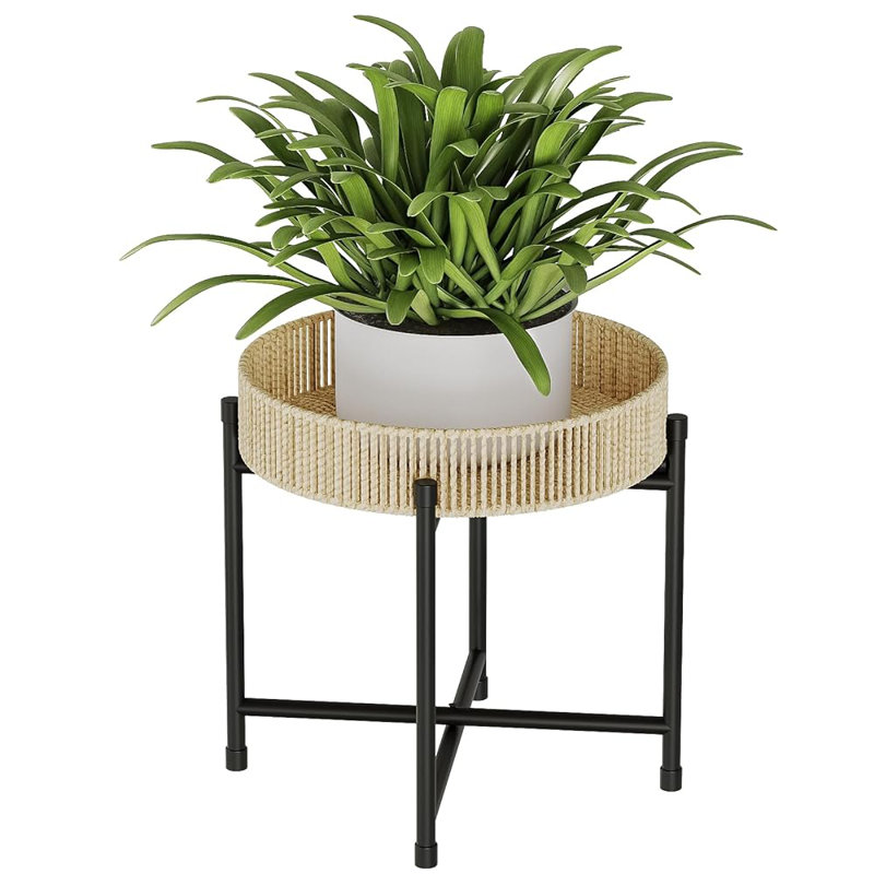 Support à plante à un niveau tissé à la main en rotin, support à fleurs chic pour la verdure d'intérieur