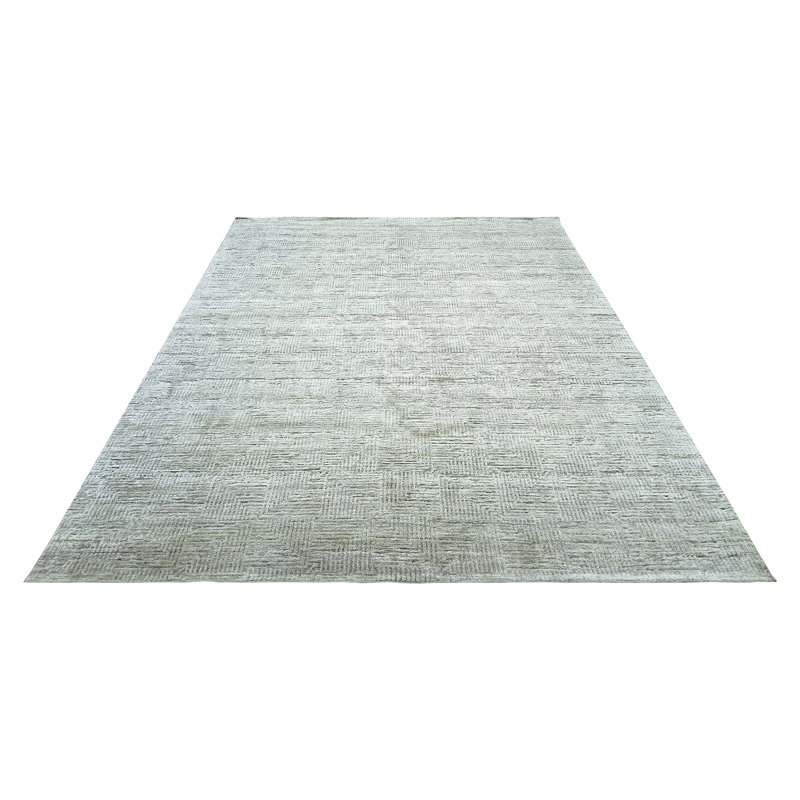 Hand Knotted Geometric Area Rug in Blue/Gray, Rectangle 5' x 8'