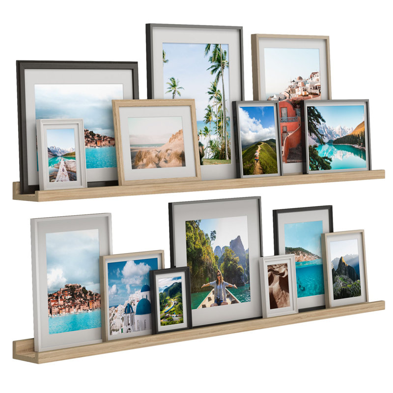 2 Piece Picture Ledge Wall Shelf, Natural