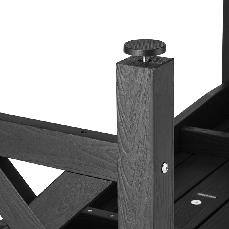 Banc d'extérieur en plastique de 600 lb avec patins réglables et finition en bois d'aspect bois pour terrasse de 44,5 po avec assise confortable et surfaces inégales