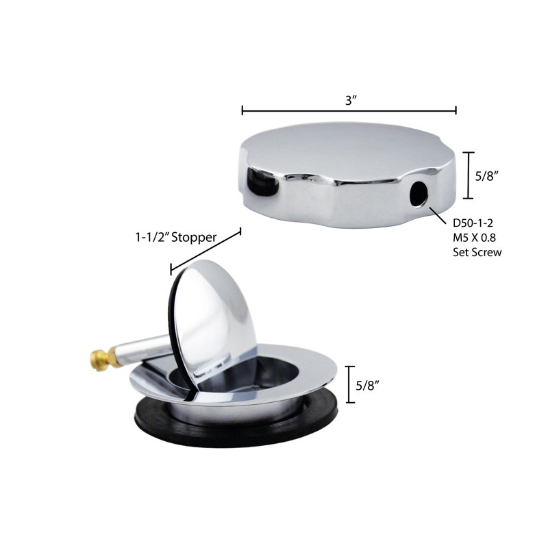 45" Cable Drive Pop-Up Bathtub Drain Trim with PVC Fittings and Rotary Overflow, Satin Nickel