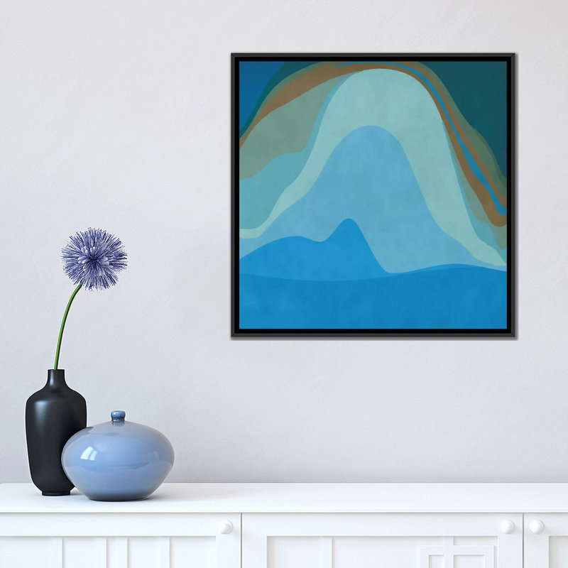 Albree Modern Blue Planet, impression sur toile tendue, H 18 po x l 18 po x P 1,5 po, Pas de tapis, Toile avec cadre noir