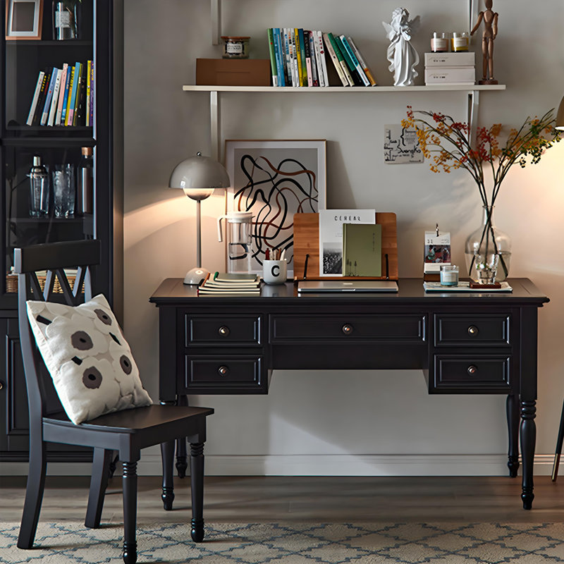 Bureau d'étude American Minimalist, Noir, H 29,92 po x l 51,18 po x P 25,59 po