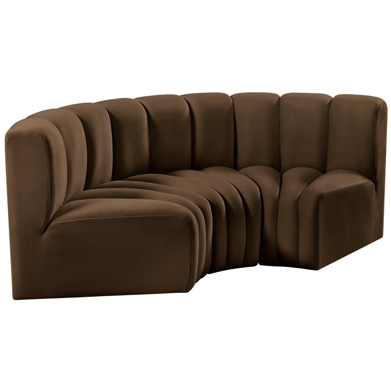 Hollybeth Upholstered Curved Sectional Reversible, Brown Velvet
