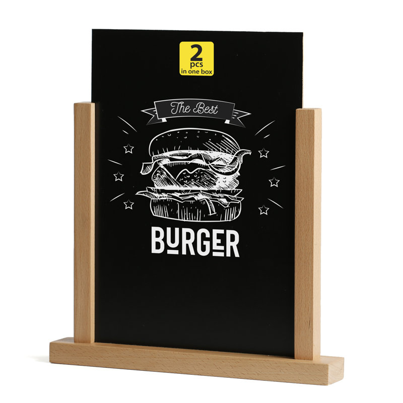Tableau noir réversible autoportant, H 9,84 po x l 11,3 po, Bois naturel