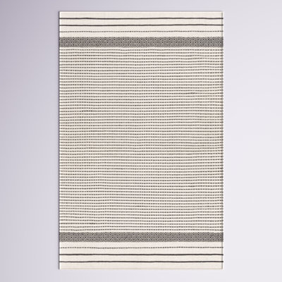 Tapis beige / noir en coton tissé à la main Courtdale