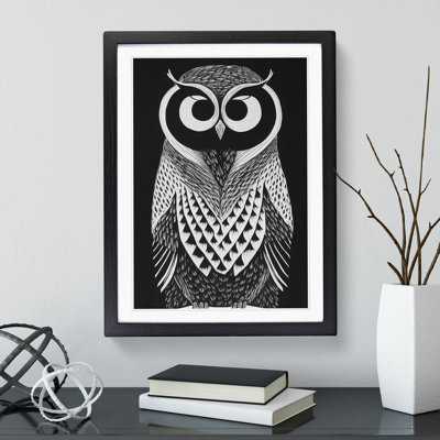 Owl Monochrome No.2 - Framed Print
