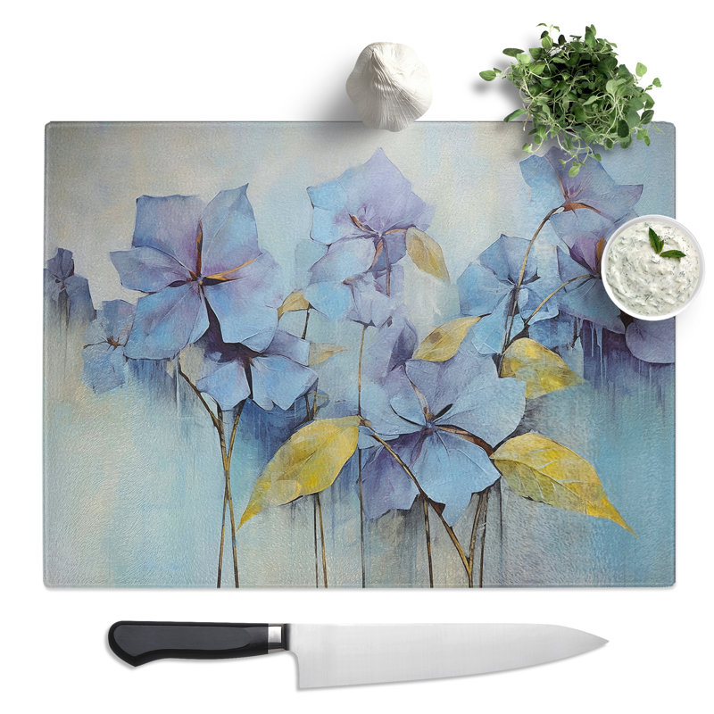 Hydrangea Abstract  Glass Chopping Board