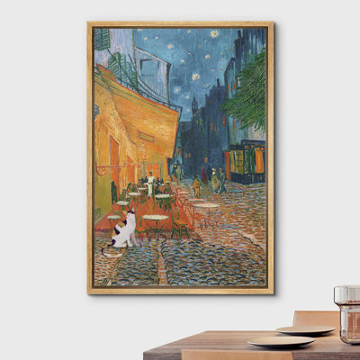Famous Artwork " Black Cat In Van Gogh's Night Cafe Animals Wildlife "