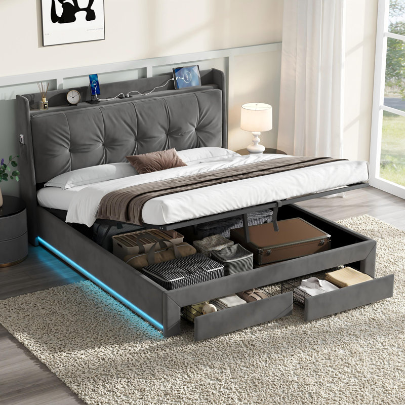 Upholstered Ottoman Storage Bed, Kingsize (5')