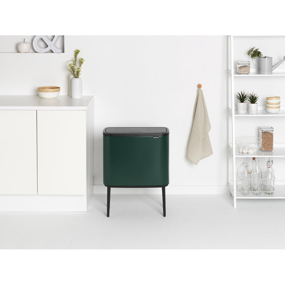 Brabantia Bo Touch Top 9gal Recycling Can, Pine Green