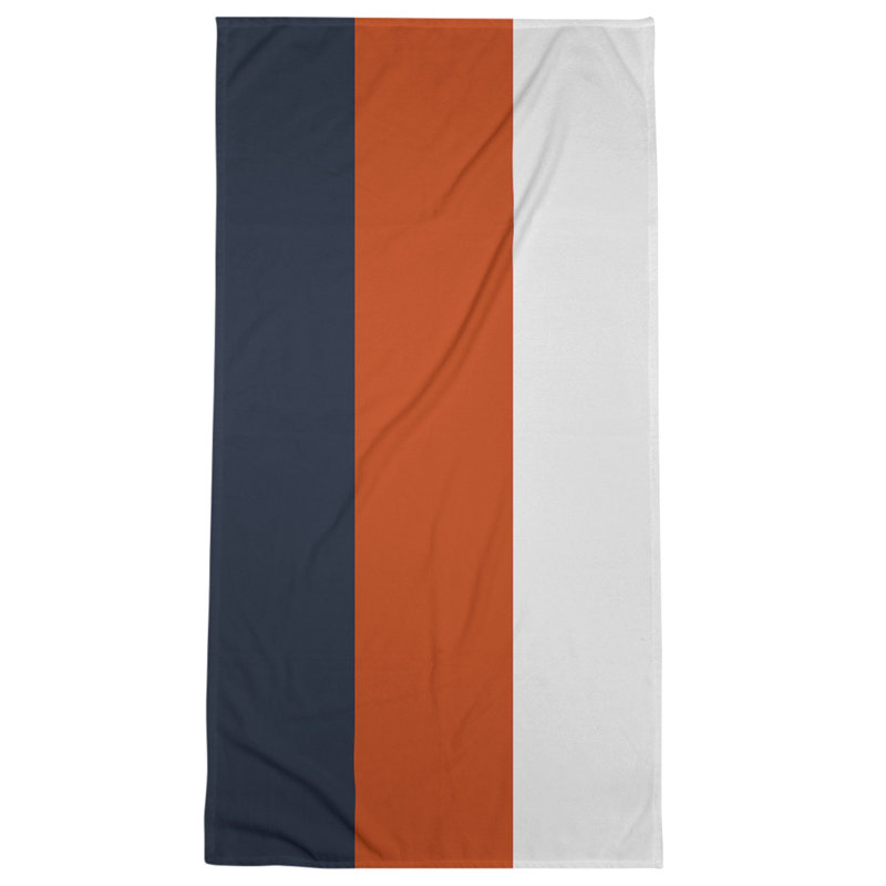 Beach Towel, Orange/Navy Blue/Off White