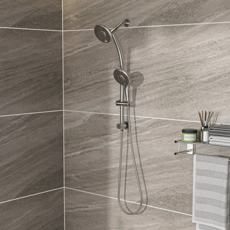 5" Multi Function Shower Head In Brushed Nickel With Adjustable Slide Bar - 5 Spray Patterns For Handheld And Settings Comfortable Bath