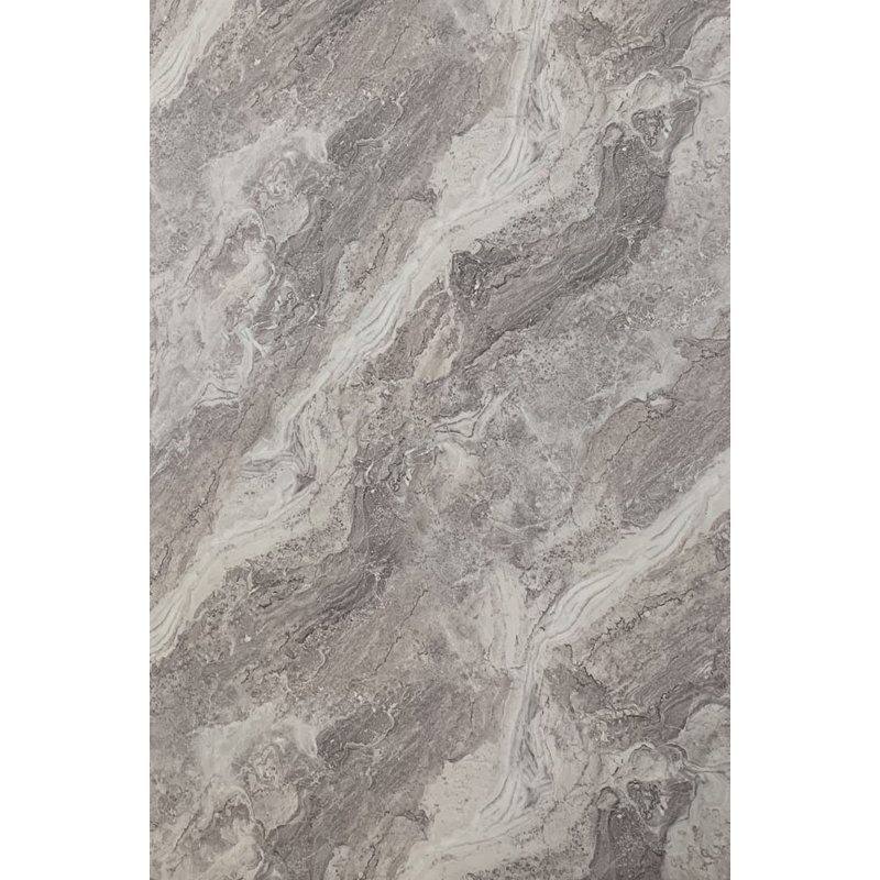 Table de bout à piédestal en marbre Amahri, Gris / marbre blanc / argent