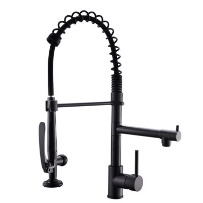 Commercial Kitchen Sink Faucet Pull Down - Black And Nickel, Construction, Hot Cold, Modern Nickel With Single Handle, Cold Flow, Corrosion , Fixture
