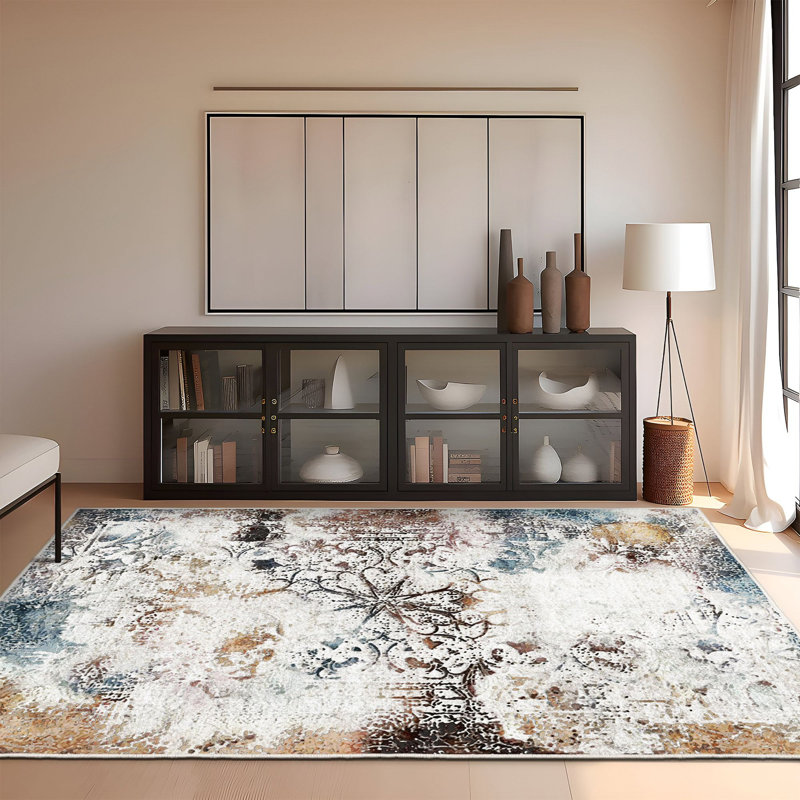 Abstract Indoor Rug, Rectangle 3' 3" x 4' 11"