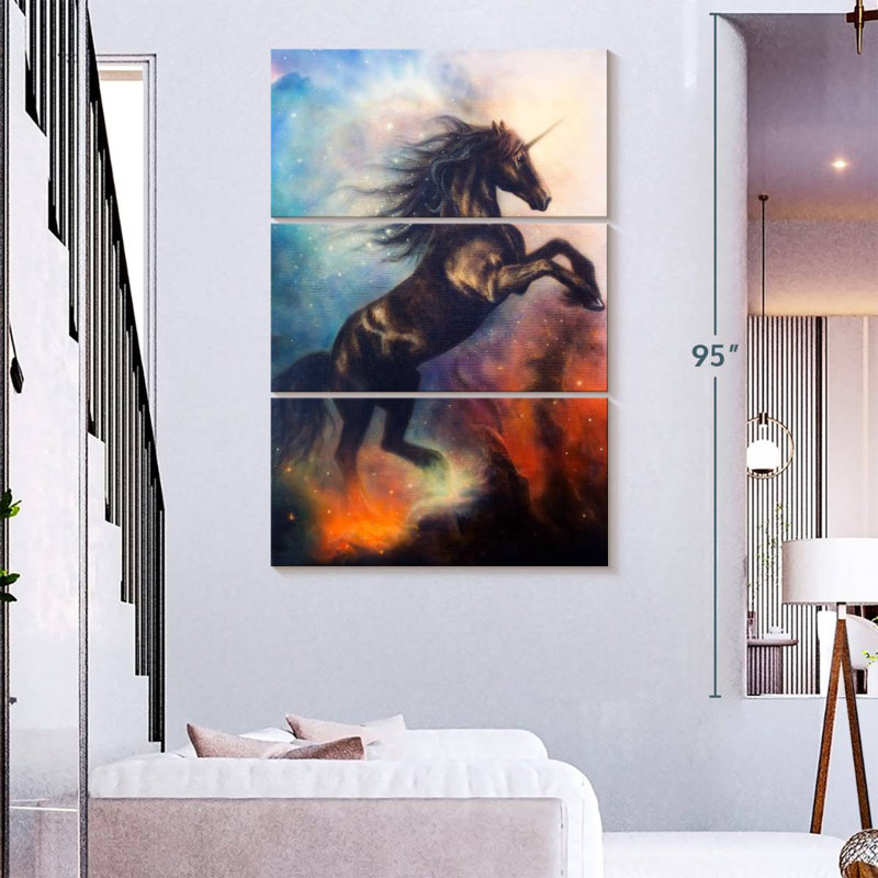 Cosmic Black Unicorn, 74" H x 48" W