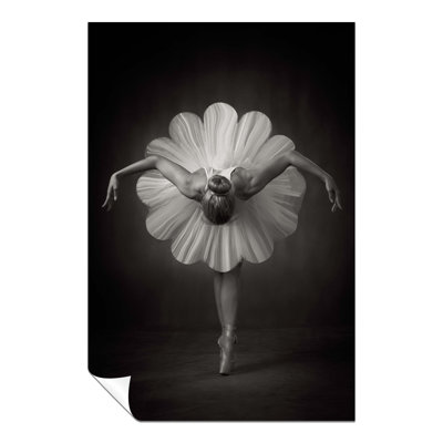 Elegant Ballerina In White Flower Skirt - No Frame Print