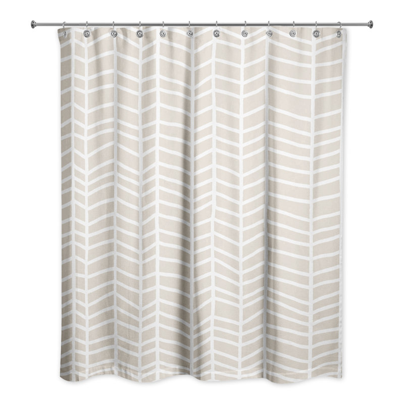 Rideau de douche simple à chevrons Kral, Beige