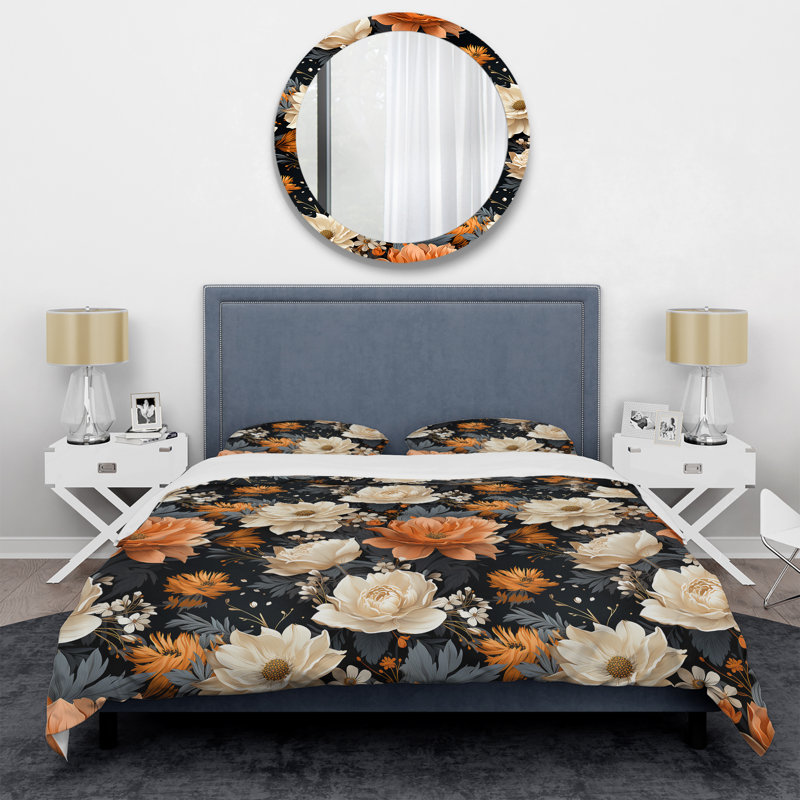 Splendid Marigold Mosaic Collage IV - Ensemble de housse de couette à motif floral