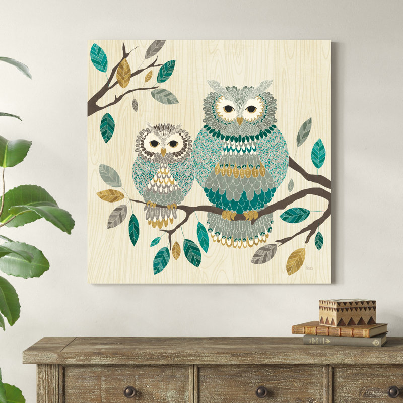 " Cool Feathers I " by Veronique Charron Painting Print, 36" H x 36" W x 1.25" D