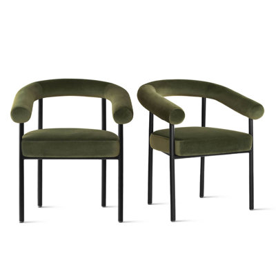 Modern Upholstered Dining Chair with Curved Arms by Corrigan Studio