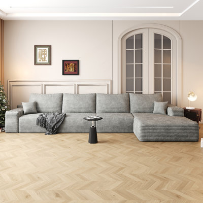 Canapé modulaire en forme de L de 135 po avec méridienne en forme de L, canapé modulaire moderne avec assise profonde, fauteuils rembourrés pour la chambre à coucher du salon, aucun assemblage requis