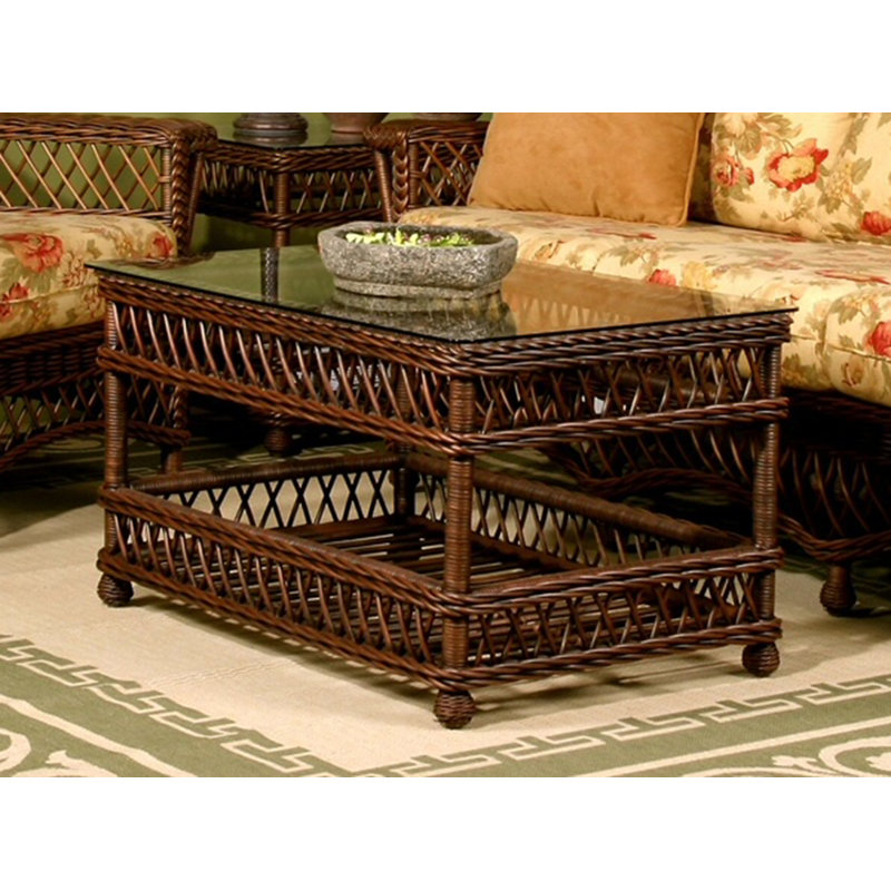 Rosado Glass Top Coffee Table, Brownwash