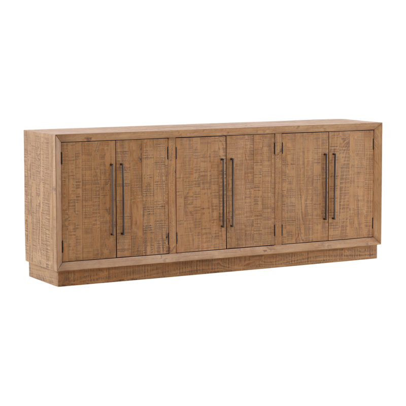 Humphrey's 86" Wide Pine Wood Sideboard, Black, Natural